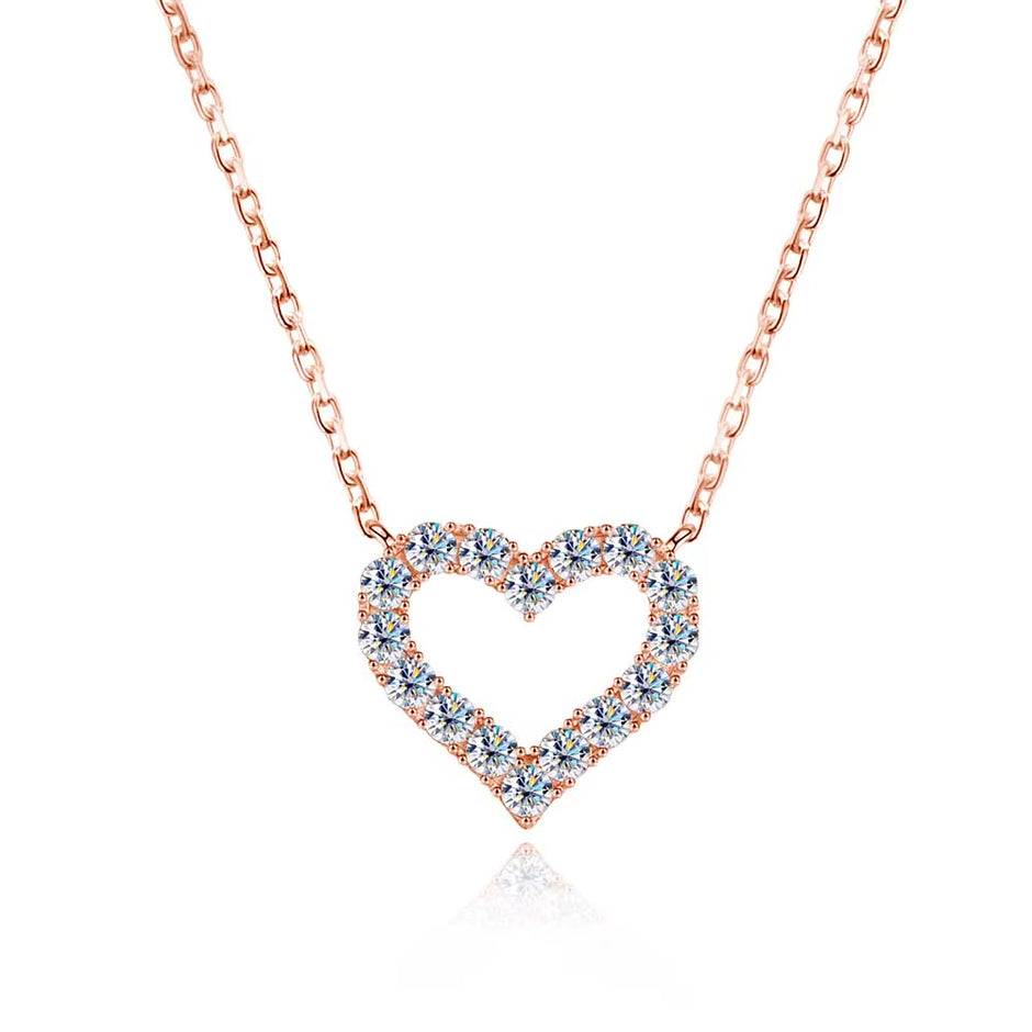 D VVS1 Sparking Moissanite Necklace Heart Pendant for Women S925 Sterling Sliver Plated 18K Party Birthday Gift Jewelry