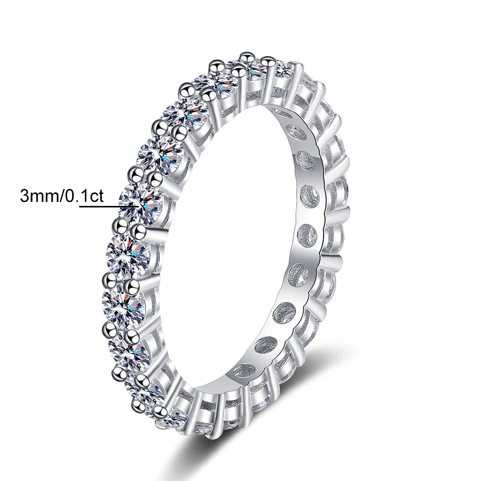 3Mm Moissanite Rings for Women S925 Silver 7 Stone Engagement Wedding Sparkling Diamond Ring Fine Jewelry Gift