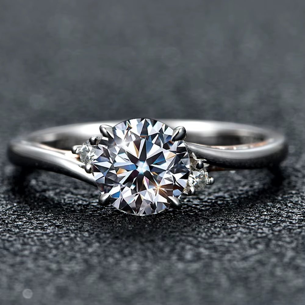 925 Silver 18K Rose Gold Plated Rings for Women Sparkling Moisssanite Diamond Wedding Band Anniversary Fine Jewelry