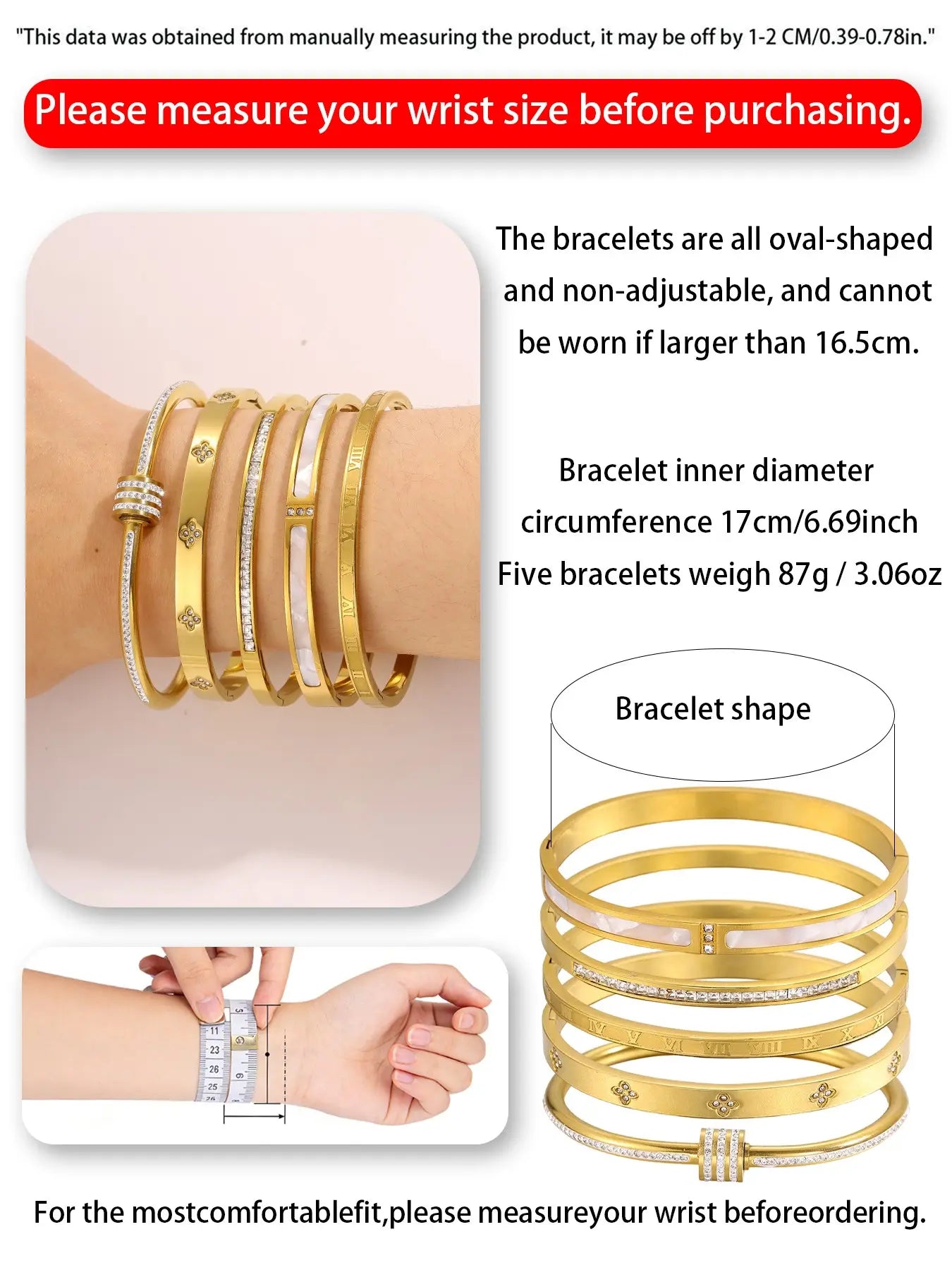 Chic 5-Piece Stainless Steel Bangle Set - Effortlessly Stylish Bracelets for Every Occasion