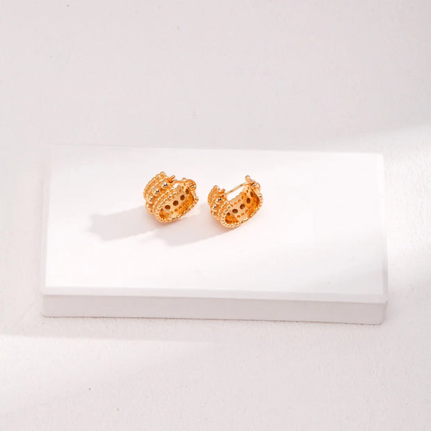 Gold Bead Huggie Hoops Earring