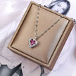 Elevate Your Style with the Stunning Colorful Crystal Ocean Heart Pendant Necklace - Trendy 316L Stainless Steel Jewelry for Women