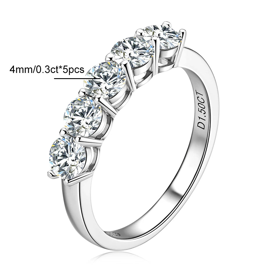 3Mm Moissanite Rings for Women S925 Silver 7 Stone Engagement Wedding Sparkling Diamond Ring Fine Jewelry Gift