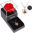 Eternal Love: Preserved Red Rose & Heart Necklace Gift Set - Express Your Feelings in 100 Languages for Every Special Occasion