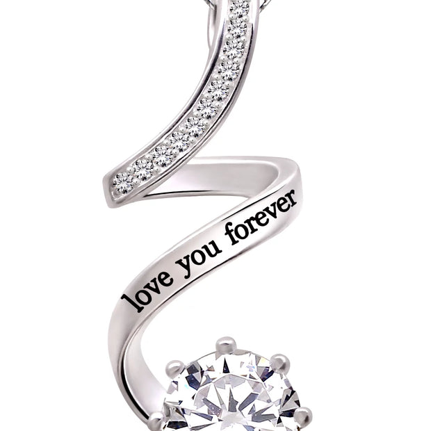 Stunning ALOV Jewelry Sterling Silver Pendant Necklace with Cubic Zirconia - A Timeless Expression of Love
