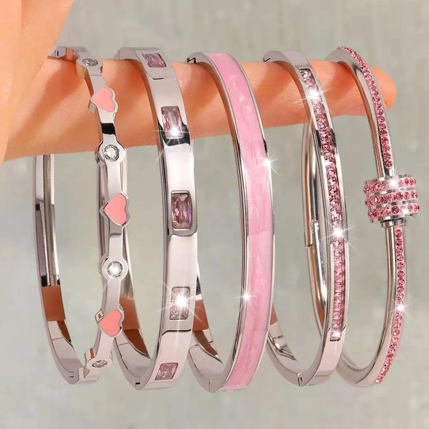 Elevate Your Style with Our Elegant Stainless Steel Stackable Bangle Set – Lightweight, Timeless Fashion Jewelry for Any Occasion!
