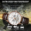 Automatique Mechanical Hollow Watch Luxury Waterproof Date&Week Leather Fashion Men'S Watch Business Male Clock Leisure
