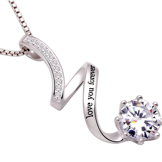 Stunning ALOV Jewelry Sterling Silver Pendant Necklace with Cubic Zirconia - A Timeless Expression of Love