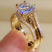 Gold Color 3.0CT Moissainte Wedding Rings Bridal Sets for Women Classic 2Ct Designed Promise Band Engagement Jewelry Gifts