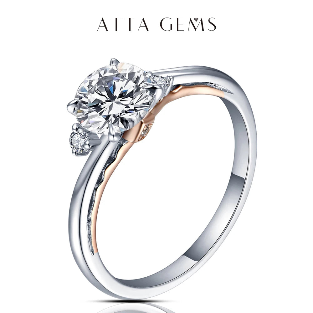 925 Silver 18K Rose Gold Plated Rings for Women Sparkling Moisssanite Diamond Wedding Band Anniversary Fine Jewelry