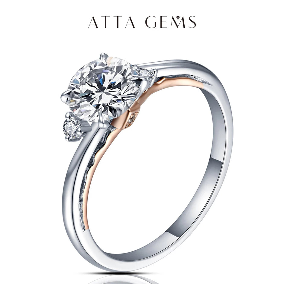 925 Silver 18K Rose Gold Plated Rings for Women Sparkling Moisssanite Diamond Wedding Band Anniversary Fine Jewelry