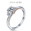 925 Silver 18K Rose Gold Plated Rings for Women Sparkling Moisssanite Diamond Wedding Band Anniversary Fine Jewelry