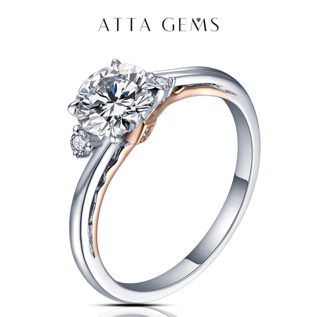 925 Silver 18K Rose Gold Plated Rings for Women Sparkling Moisssanite Diamond Wedding Band Anniversary Fine Jewelry