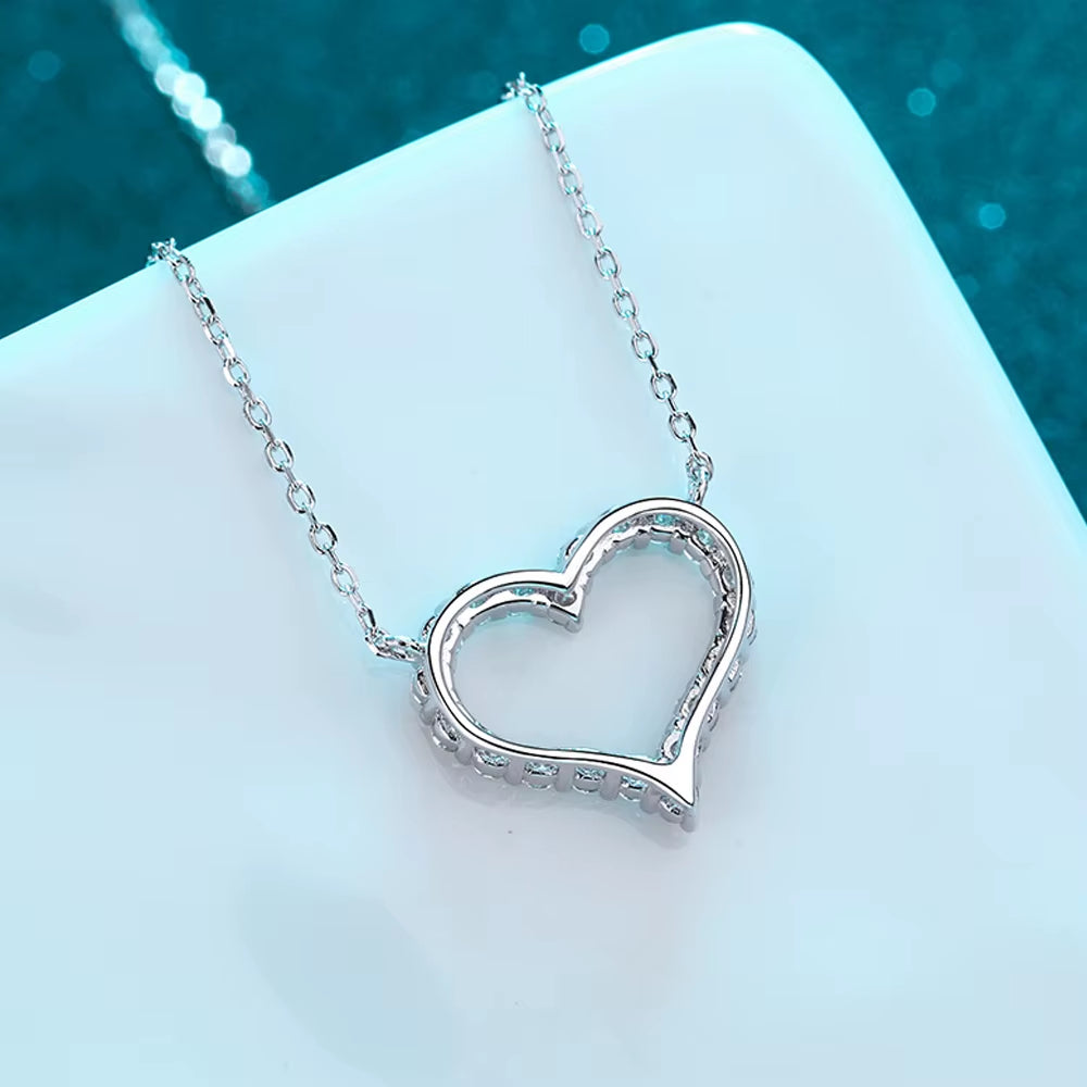 D VVS1 Sparking Moissanite Necklace Heart Pendant for Women S925 Sterling Sliver Plated 18K Party Birthday Gift Jewelry