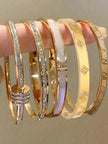 Chic 5-Piece Stainless Steel Bangle Set - Effortlessly Stylish Bracelets for Every Occasion