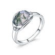 Birthstone Dainty Ring 8X10Mm Oval 2.91Ct Natural Moss Agate Gemstone Ring in 925 Sterling Silver Gift for Her