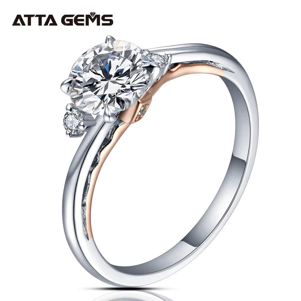 925 Silver 18K Rose Gold Plated Rings for Women Sparkling Moisssanite Diamond Wedding Band Anniversary Fine Jewelry