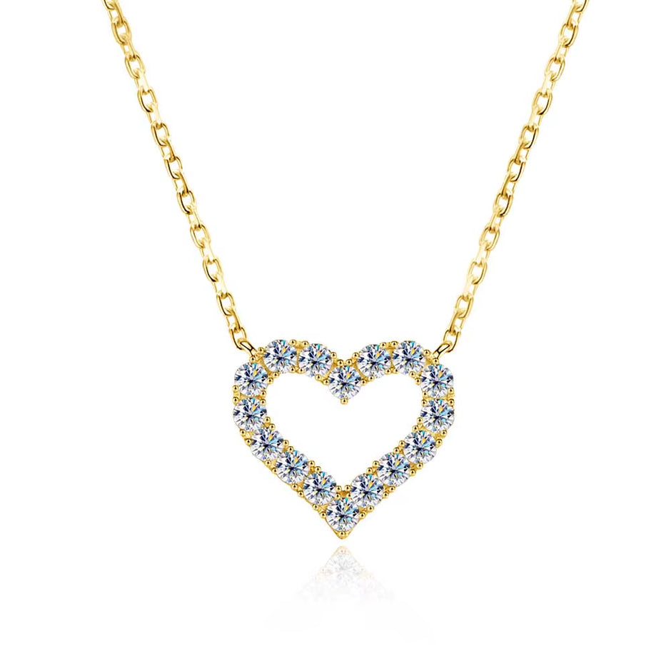 D VVS1 Sparking Moissanite Necklace Heart Pendant for Women S925 Sterling Sliver Plated 18K Party Birthday Gift Jewelry
