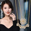Charming Four-Leaf Clover Pendant Necklace in Elegant Rose Gift Box - Perfect Gift for Her