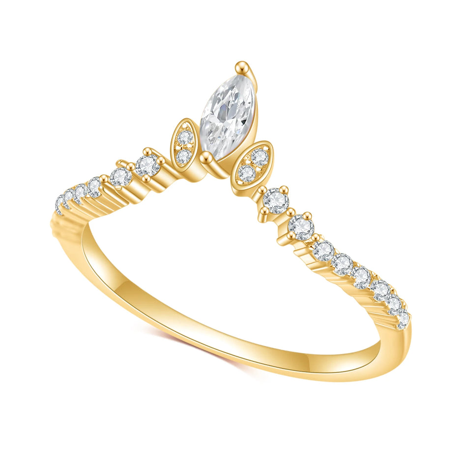 585 14K 10K 18K Gold 925 Silver Chevron Style Ring 0.316 DEW MARQUISE CUT Delicate Moissanite Wedding Band Rings