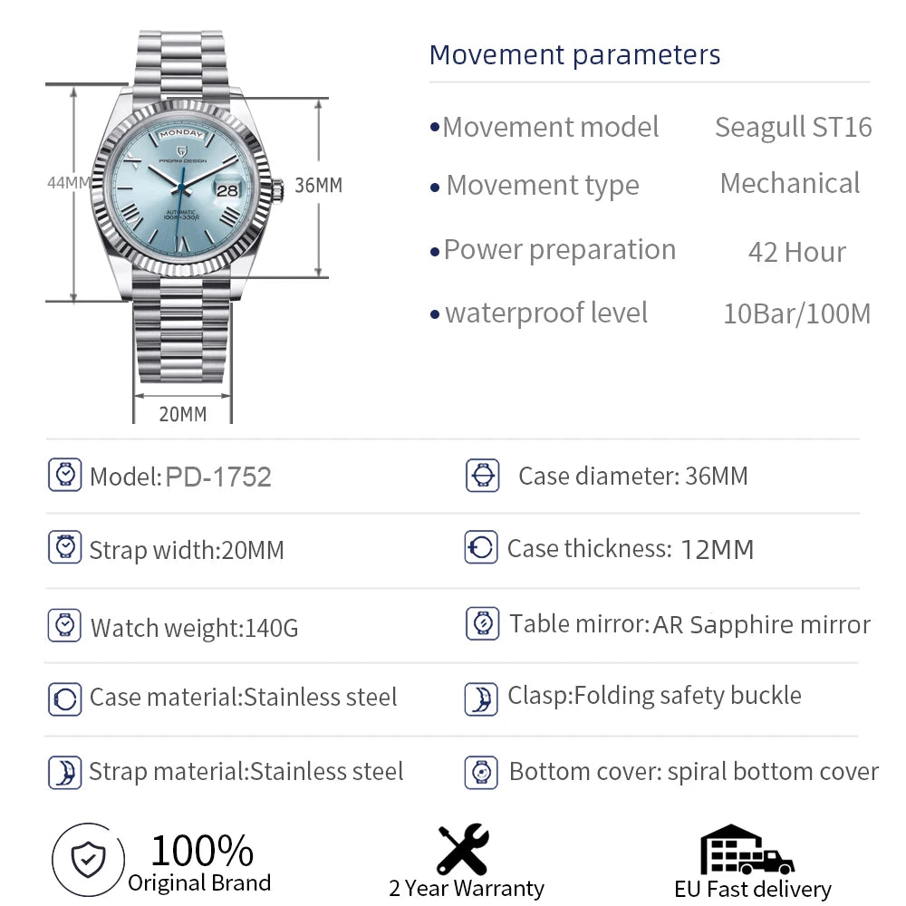 2026 New DD36 Men'S Watches Top Brand Luxury Mechanical Automatic Watch Men AR Sapphire Wristwatch Men 10Bar ST16
