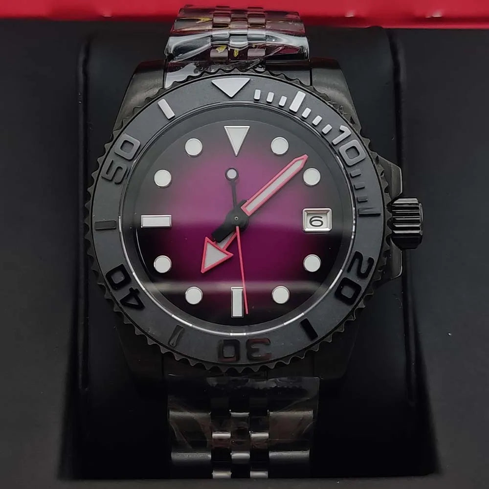 Men'S Watch Automatic Mechanical Watch Movement Sapphire Glass Waterproof Crown Black Fashion Watch