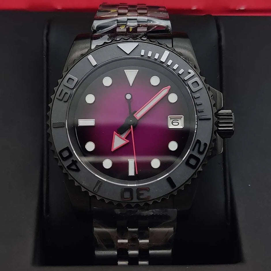 Men'S Watch Automatic Mechanical Watch Movement Sapphire Glass Waterproof Crown Black Fashion Watch