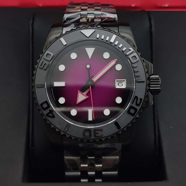 Men'S Watch Automatic Mechanical Watch Movement Sapphire Glass Waterproof Crown Black Fashion Watch