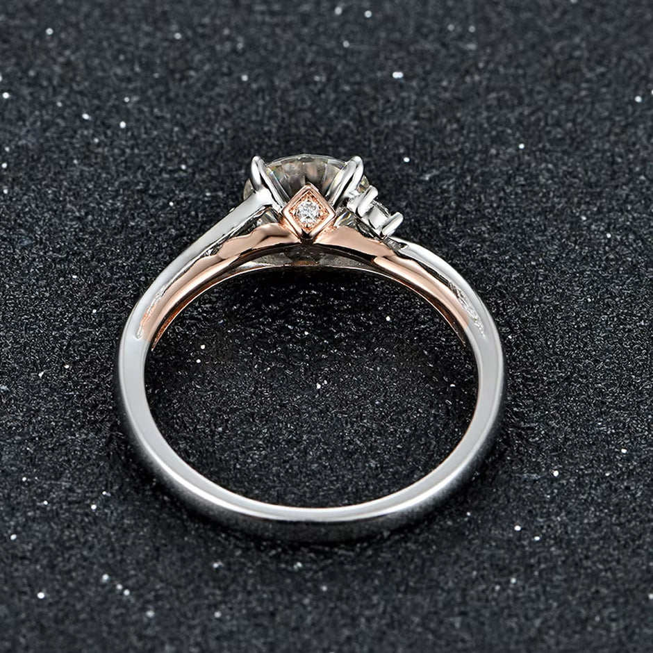 925 Silver 18K Rose Gold Plated Rings for Women Sparkling Moisssanite Diamond Wedding Band Anniversary Fine Jewelry