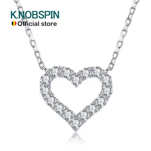 D VVS1 Sparking Moissanite Necklace Heart Pendant for Women S925 Sterling Sliver Plated 18K Party Birthday Gift Jewelry
