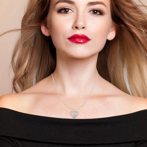 Elegantly Crafted LeCalla 925 Sterling Silver Heart Pendant Necklace - A Timeless Gift for Women and Teens, 18"