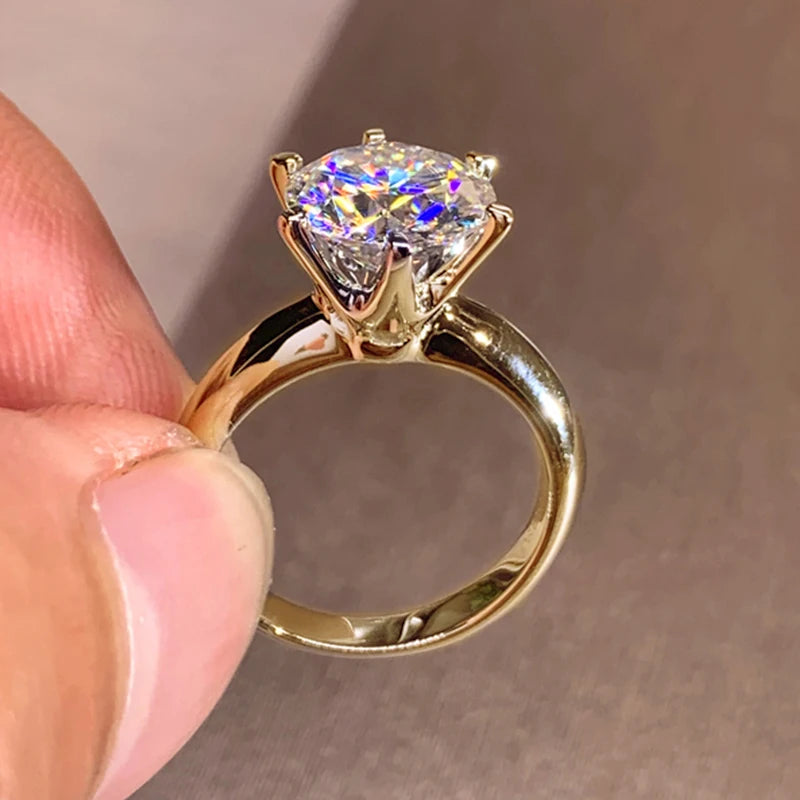 Gold Color 3.0CT Moissainte Wedding Rings Bridal Sets for Women Classic 2Ct Designed Promise Band Engagement Jewelry Gifts