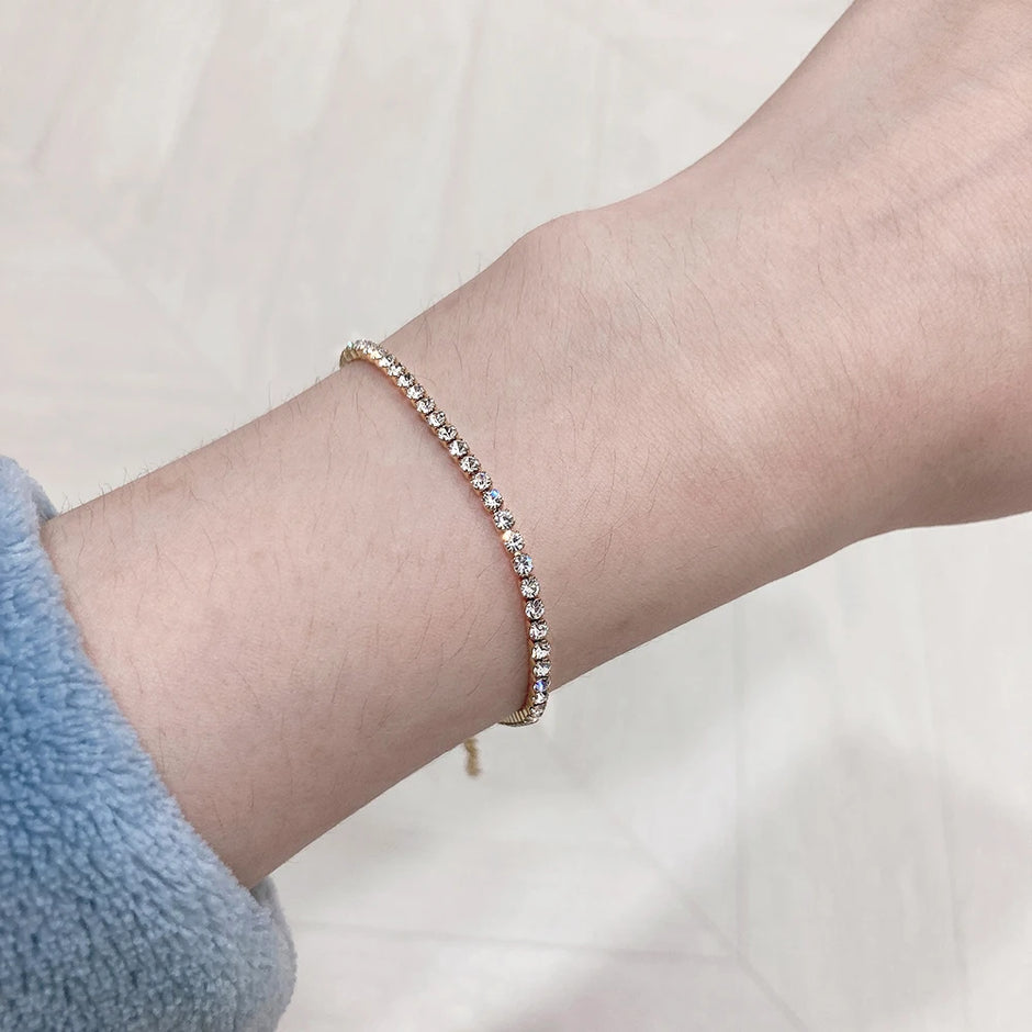 Stunning 2Mm Iced Out Tennis Bracelets for Women - Gold & Silver Stainless Steel with Cubic Zirconia - Perfect Wedding Jewelry Gift