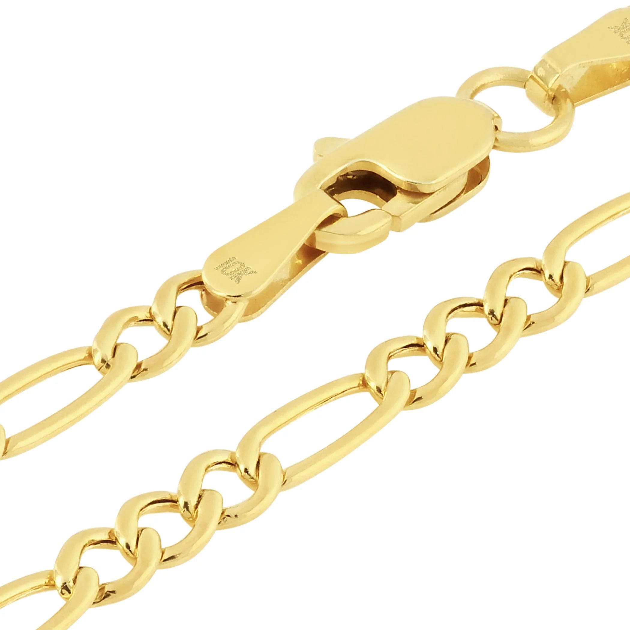 Nuragold 10K Real Yellow Gold Figaro Link 2.5Mm Chain Bracelet or Anklet (7