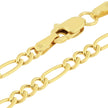 Nuragold 10K Real Yellow Gold Figaro Link 2.5Mm Chain Bracelet or Anklet (7