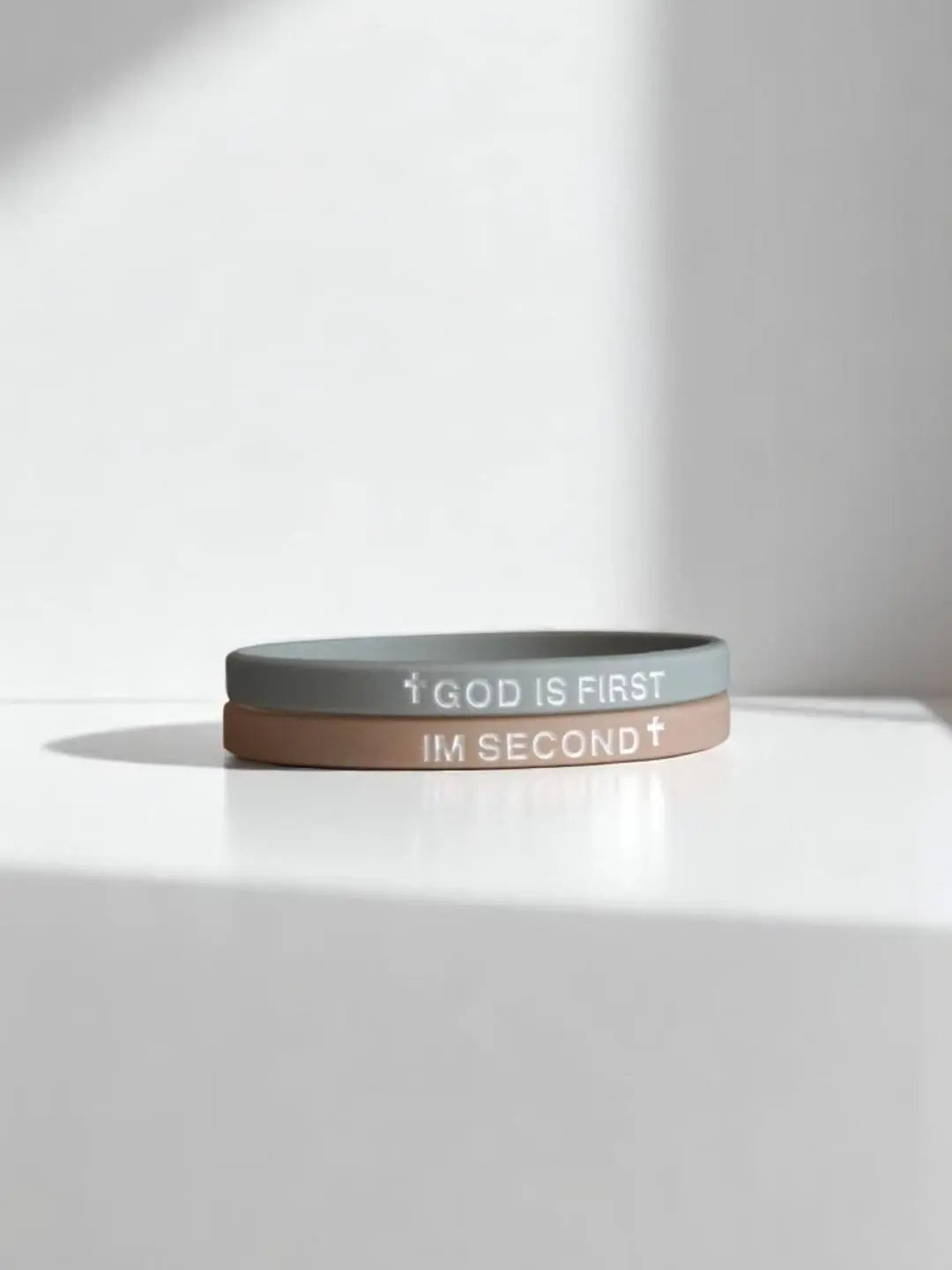 2 Pack of GOD IS FIRST, I AM SECOND Motivational Bracelets - Thin Style Religious Accessories for All Occasions