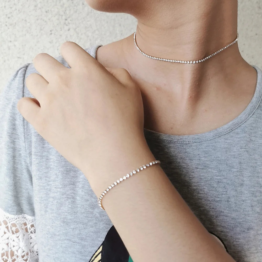 Stunning 2Mm Iced Out Tennis Bracelets for Women - Gold & Silver Stainless Steel with Cubic Zirconia - Perfect Wedding Jewelry Gift