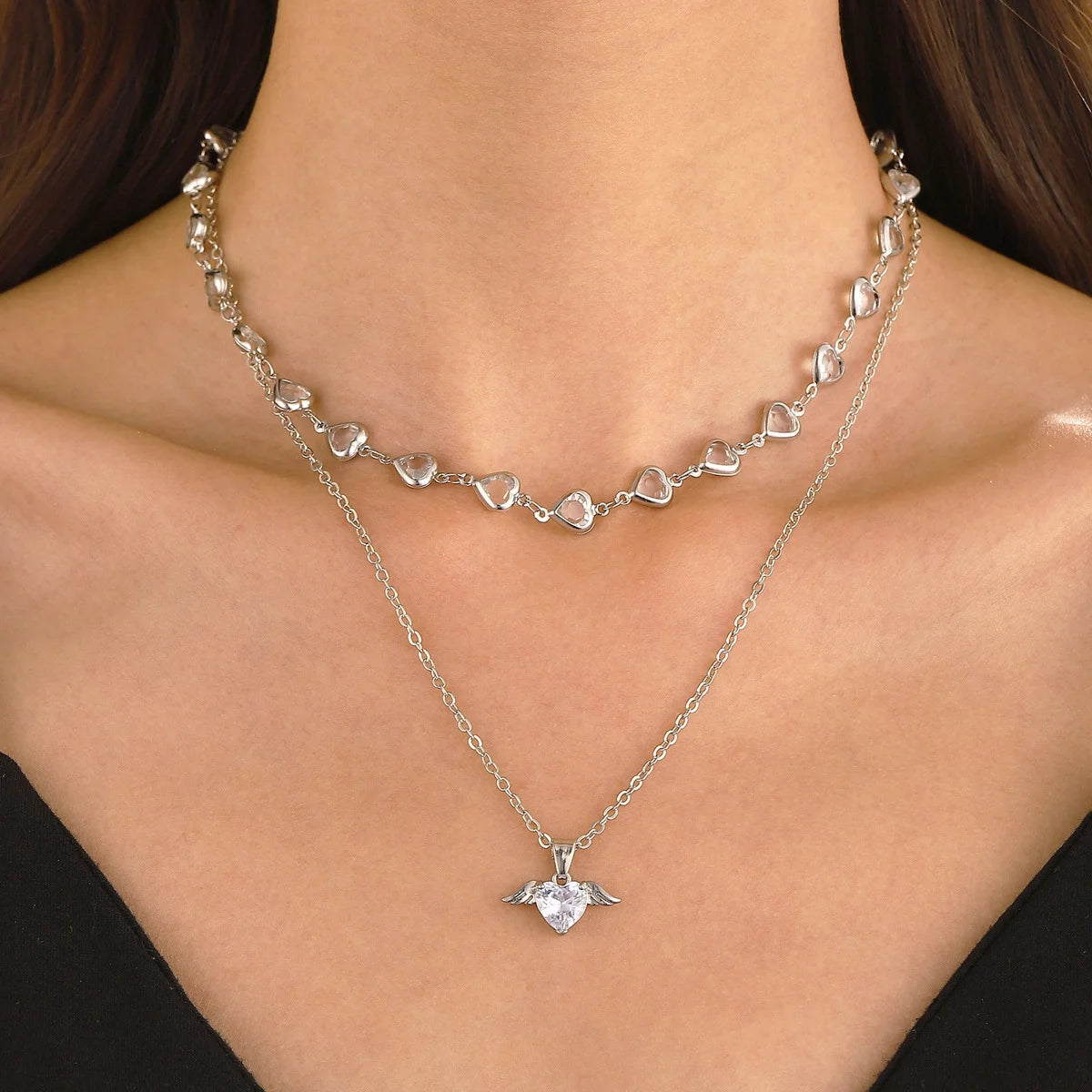 Elevate Your Style with the JO WISDOM Dainty Crystal Heart Pendant Necklace for Women - Perfect Gift for Any Occasion!