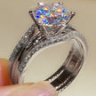 Gold Color 3.0CT Moissainte Wedding Rings Bridal Sets for Women Classic 2Ct Designed Promise Band Engagement Jewelry Gifts