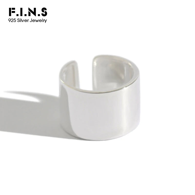F.I.N.S S925 Sterling Silver Rings for Ladies Minimalism Glossy Open Ring Wide Simple Finger Ring Silver 925 Women'S Decoration