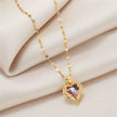 Elevate Your Style with the Stunning Colorful Crystal Ocean Heart Pendant Necklace - Trendy 316L Stainless Steel Jewelry for Women