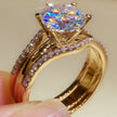 Gold Color 3.0CT Moissainte Wedding Rings Bridal Sets for Women Classic 2Ct Designed Promise Band Engagement Jewelry Gifts