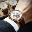 Automatique Mechanical Hollow Watch Luxury Waterproof Date&Week Leather Fashion Men'S Watch Business Male Clock Leisure
