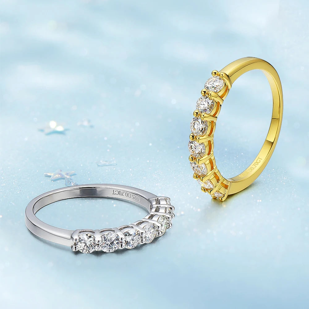 3Mm Moissanite Rings for Women S925 Silver 7 Stone Engagement Wedding Sparkling Diamond Ring Fine Jewelry Gift