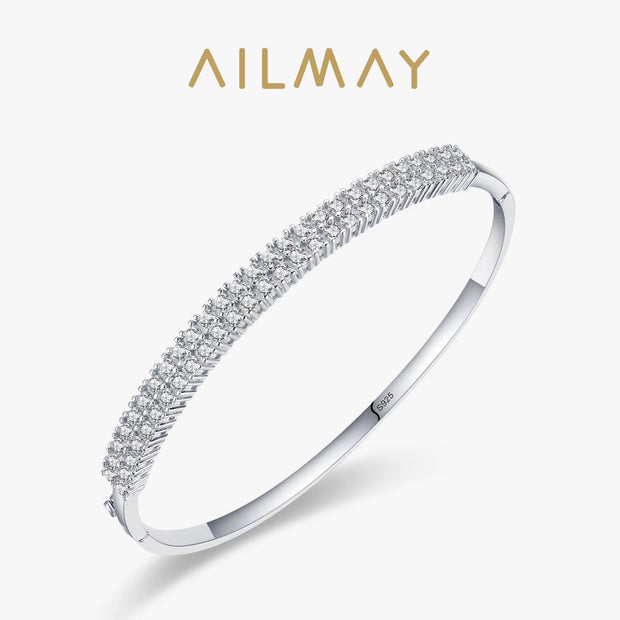 Solid 925 Sterling Silver Classic Luxury Full Cubic Zirconia Bracelets for Women Girls Anti-Allergy Fine Jewelry Gifts