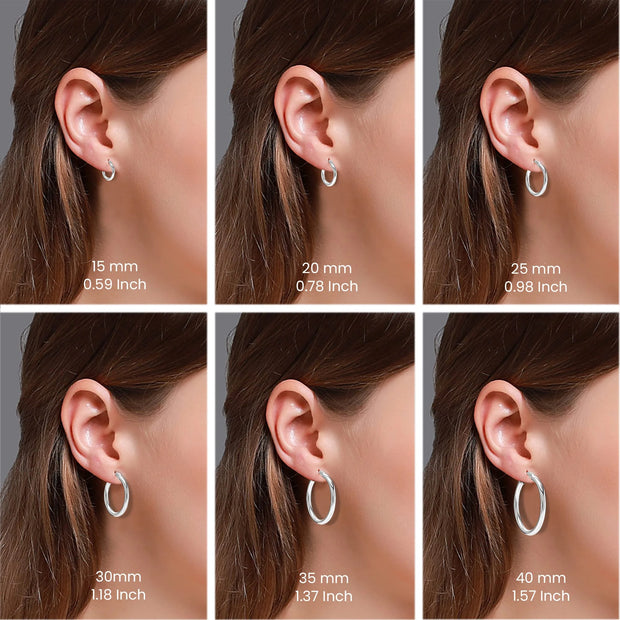 Lecalla Classic Elegant Polished 925 Sterling Silver Hypoallergenic Hoop Earrings 30MM