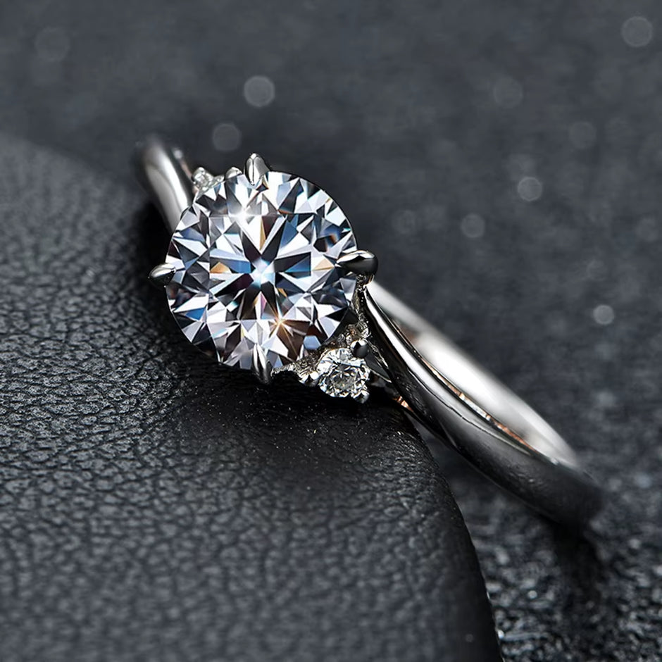 925 Silver 18K Rose Gold Plated Rings for Women Sparkling Moisssanite Diamond Wedding Band Anniversary Fine Jewelry