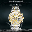 OLEVS Watches for Men Business Dress Luxury Analog Quartz Chronograph Two Tone Gold Plated Stainless Steel Waterproof Luminous Date Casual Mens Wrist Watches Reloj Para Hombre