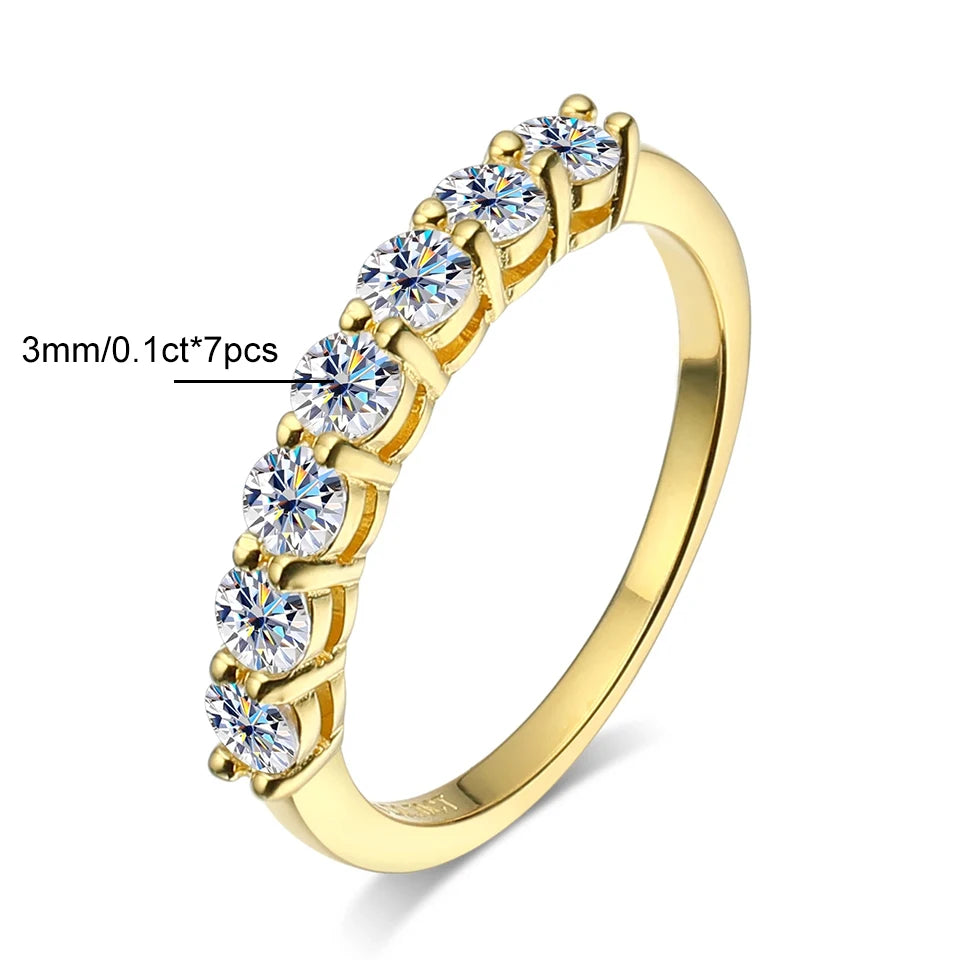 3Mm Moissanite Rings for Women S925 Silver 7 Stone Engagement Wedding Sparkling Diamond Ring Fine Jewelry Gift