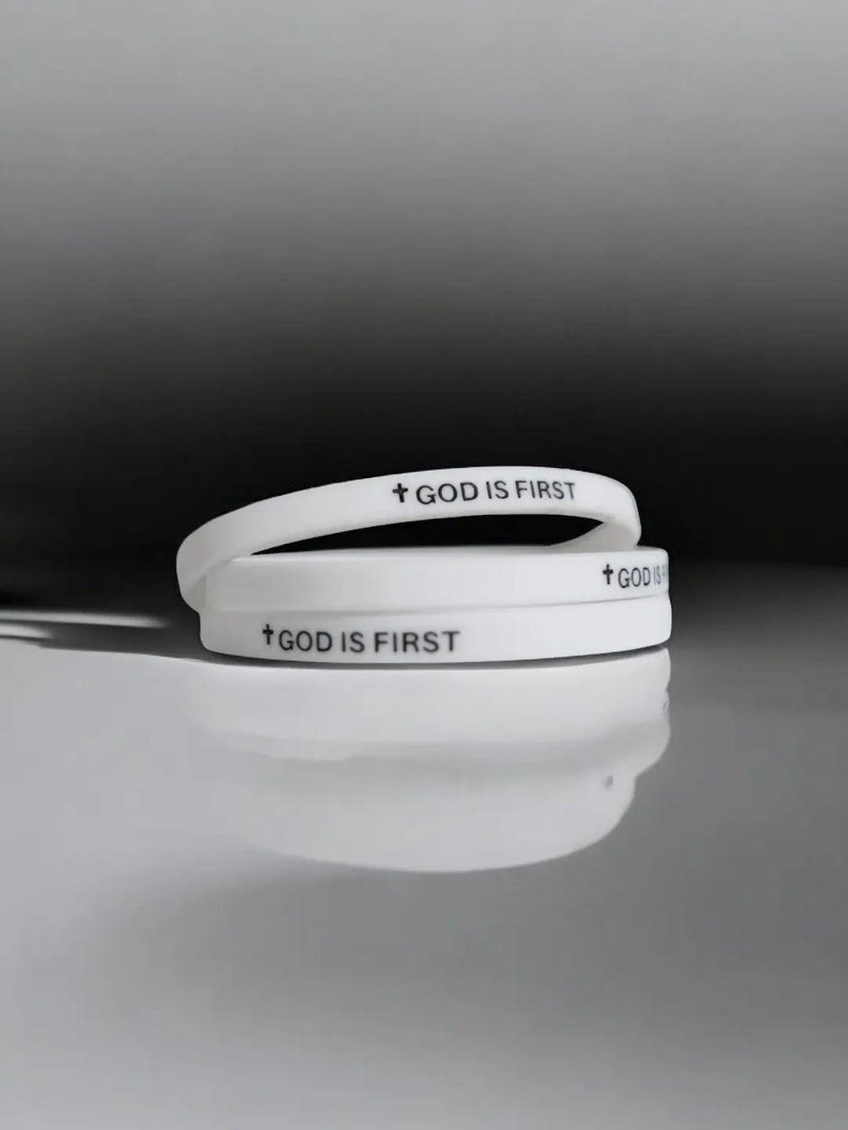 2 Pack of GOD IS FIRST, I AM SECOND Motivational Bracelets - Thin Style Religious Accessories for All Occasions
